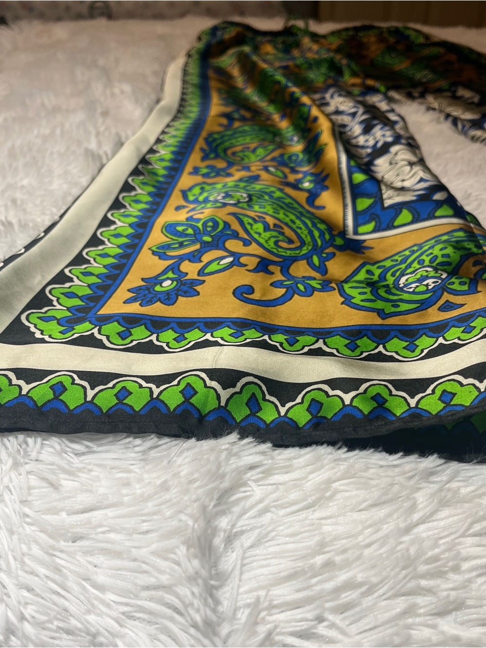 Zara Gold, Green & Blue Paisley-Print Elastic Waist Pants - Picture 5 of 7